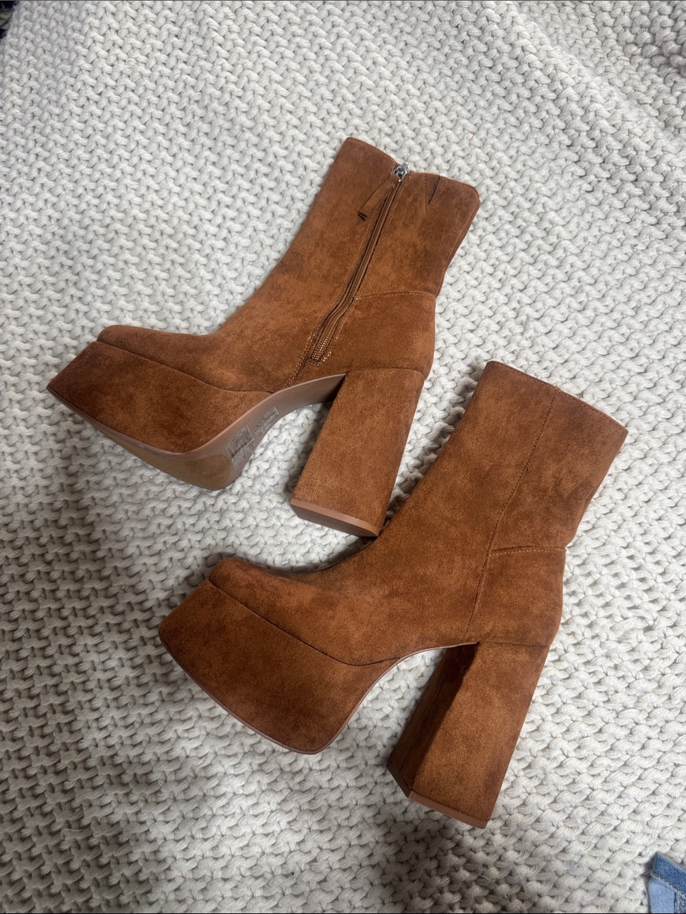 Brown platform boots